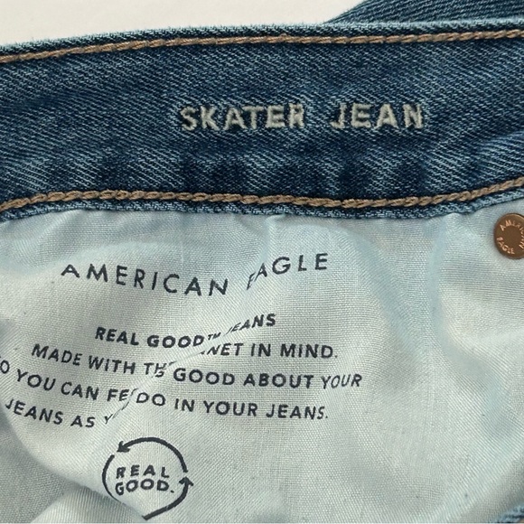 American Eagle Skater Jeans Womens Size 14R Baggy Wide Leg Grunge Distressed - Picture 3 of 16